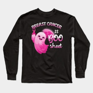 Halloween Breast Cancer Is Boo Sheet Ghost Pink Ribbon Long Sleeve T-Shirt